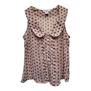 Bar III Pink Ruffled Sleeveless Blouse with Peter Pan Collar - Size XS